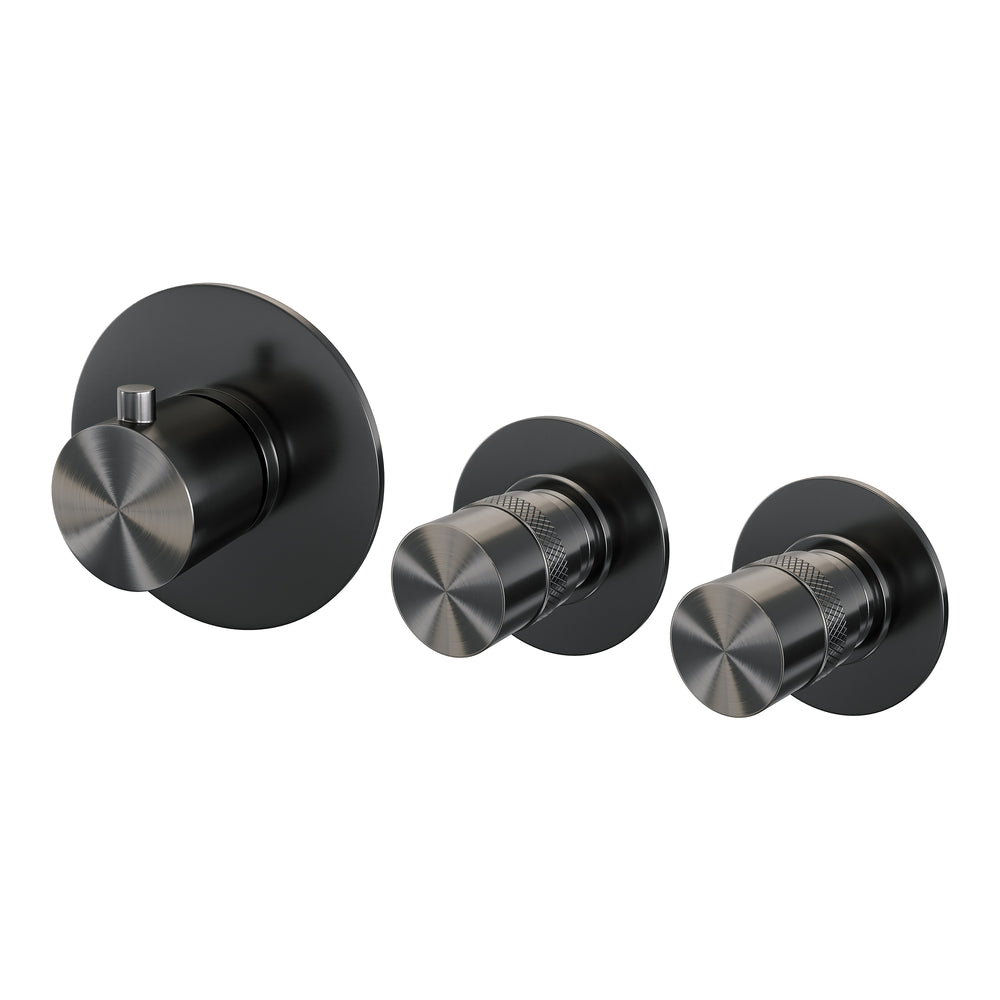 BRAUER Gunmetal Edition inbouwthermostaat en 2 stopkranen met in- en afbouwdelen gunmetal geborsteld PVD