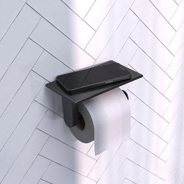 BRAUER Toiletrolhouder met planchet gunmetal geborsteld PVD 5-GM-223