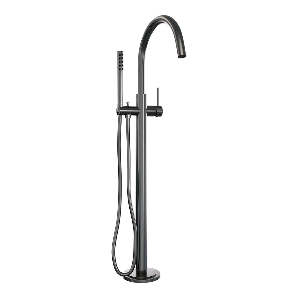 BRAUER Gunmetal Carving vrijstaande badmengkraan SET 01 met staaf handdouche en doucheslang gunmetal geborsteld PVD 5-GM-262