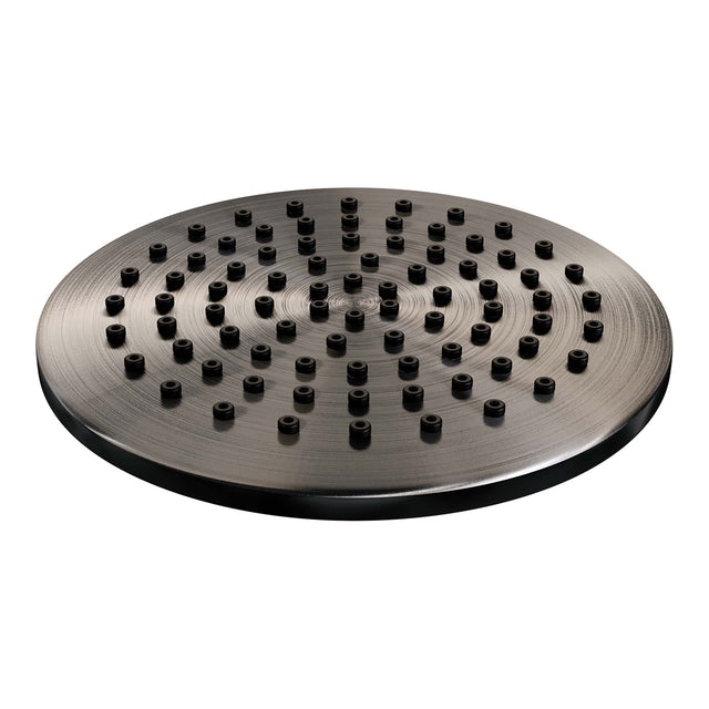 BRAUER Gunmetal Carving thermostatische inbouw regendouche 3-weg rond SET 81 met 20 cm douchekop en gebogen muurarm en 3-standen handdouche en doucheslang en wandaansluitbocht gunmetal geborsteld PVD 5-GM-299