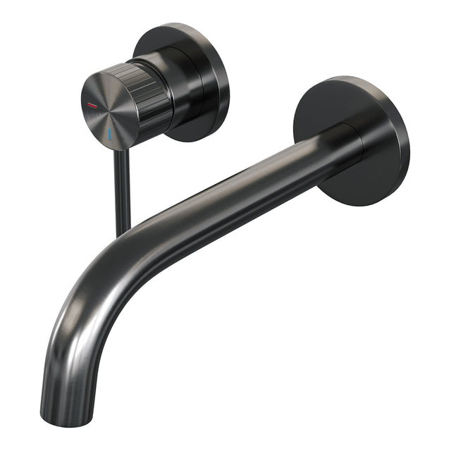 BRAUER Stripe inbouw wastafelmengkraan met gebogen uitloop en rozetten model A2 gunmetal geborsteld PVD 5-GM-332