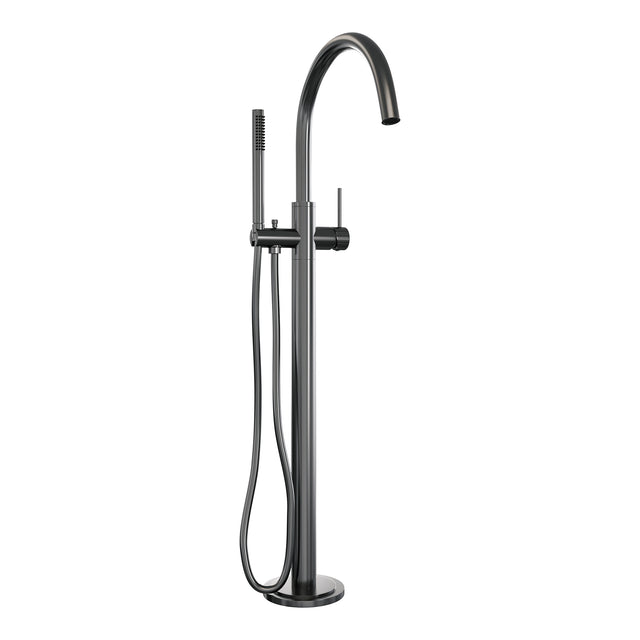 BRAUER Stripe vrijstaande badmengkraan SET 01 met staaf handdouche en doucheslang gunmetal geborsteld PVD 5-GM-337