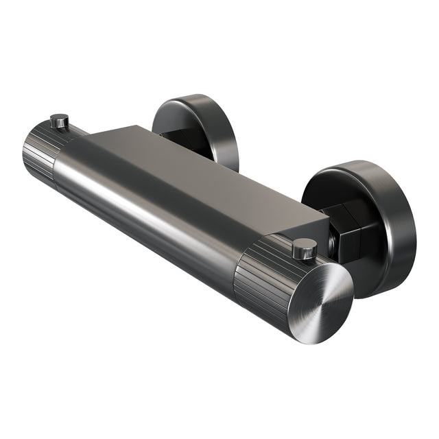 BRAUER Stripe opbouw douche thermostaatkraan SET 01 met glijstang en staaf handdouche en doucheslang gunmetal geborsteld PVD 5-GM-345