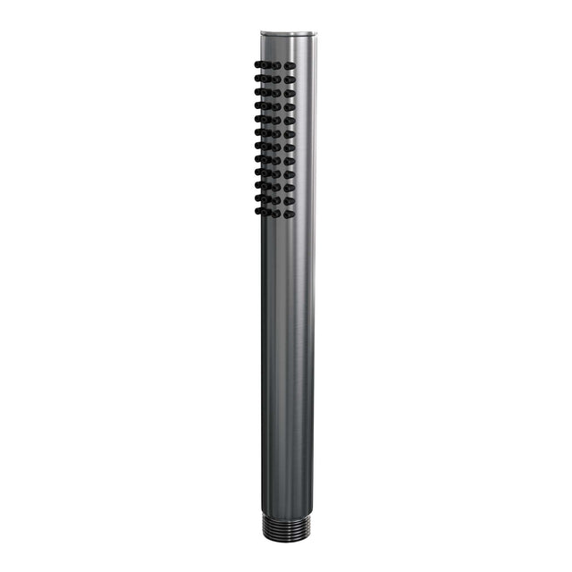 BRAUER Stripe thermostatische inbouw regendouche SET 08 met 25 cm douchekop en gebogen muurarm en staaf handdouche en doucheslang en geïntegreerde glijstang gunmetal geborsteld PVD 5-GM-379