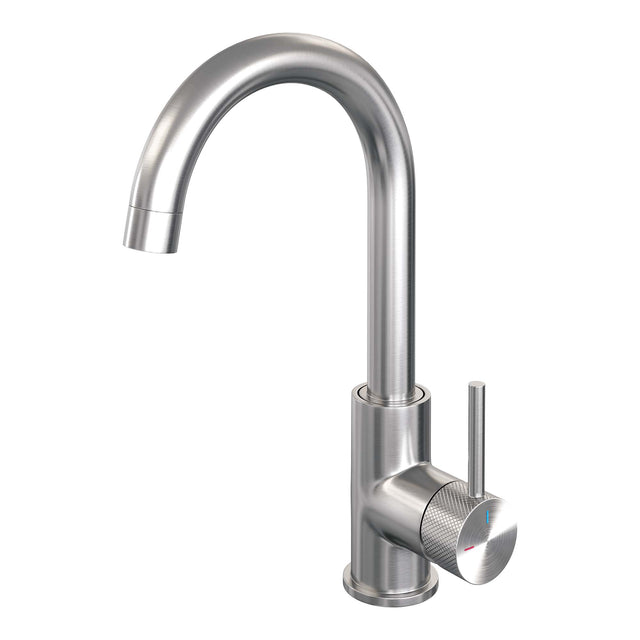 BRAUER Brushed Carving hoge opbouw wastafelmengkraan met draaibare ronde uitloop model A RVS geborsteld PVD 5-NG-003-R4