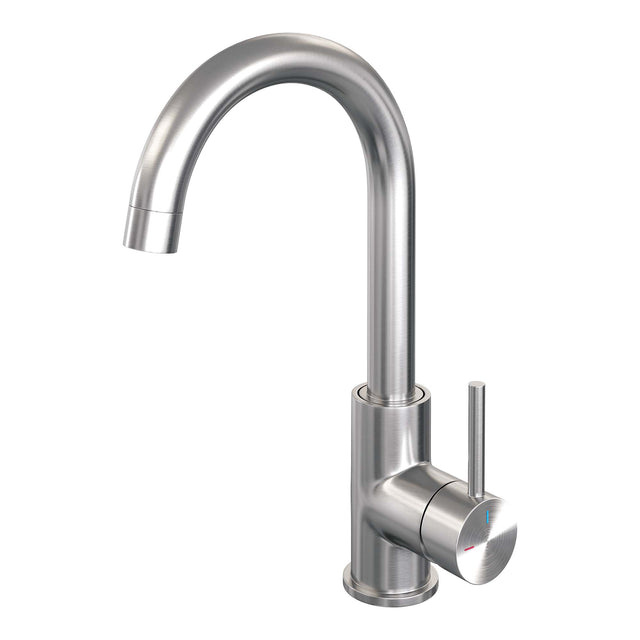 BRAUER Brushed Edition hoge opbouw wastafelmengkraan met draaibare ronde uitloop model A RVS geborsteld PVD