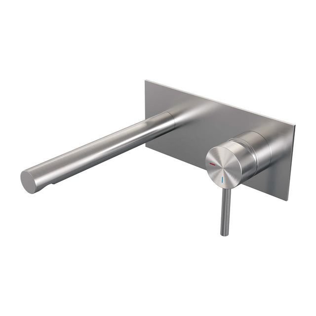 BRAUER Brushed Edition inbouw wastafelmengkraan met rechte uitloop en afdekplaat model A1 RVS geborsteld PVD