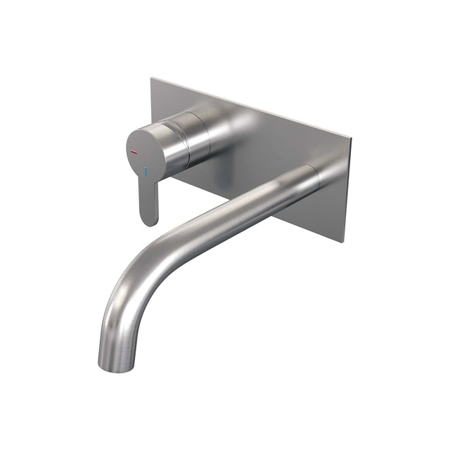 BRAUER Brushed Edition inbouw wastafelmengkraan met gebogen uitloop en afdekplaat model D2 RVS geborsteld PVD