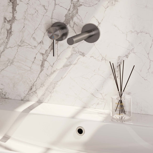 BRAUER Brushed Edition inbouw wastafelmengkraan met rechte uitloop en rozetten model A2 RVS geborsteld PVD