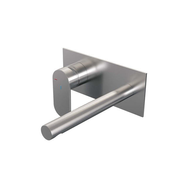 BRAUER Brushed Edition inbouw wastafelmengkraan met rechte uitloop en afdekplaat model C2 RVS geborsteld PVD