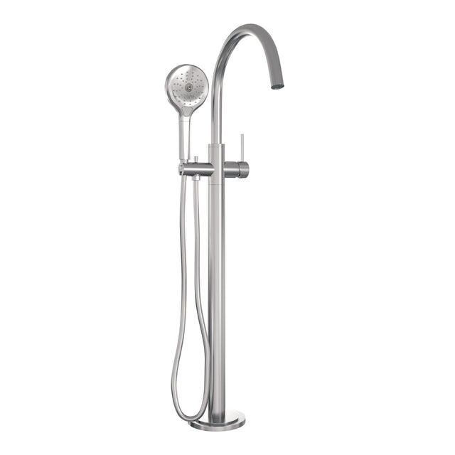 BRAUER Brushed Carving vrijstaande badmengkraan SET 02 met 3-standen handdouche en doucheslang RVS geborsteld PVD