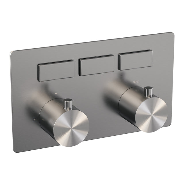 BRAUER Brushed Edition 3-weg inbouwthermostaat met drukknoppen met in- en afbouwdelen RVS geborsteld PVD
