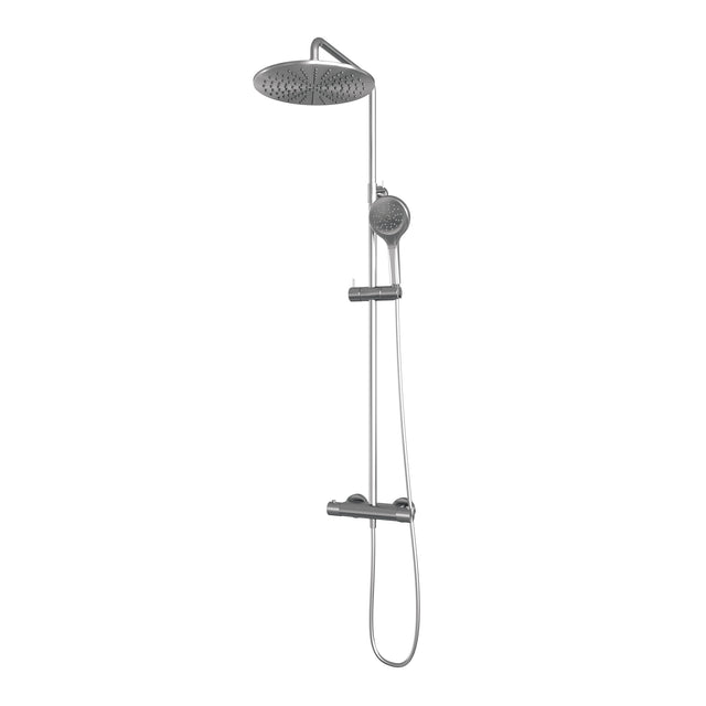 BRAUER Brushed Carving opbouw thermostatische regendouche SET 04 met 30 cm hoofddouche en 3-standen handdouche en doucheslang RVS geborsteld PVD 5-NG-256