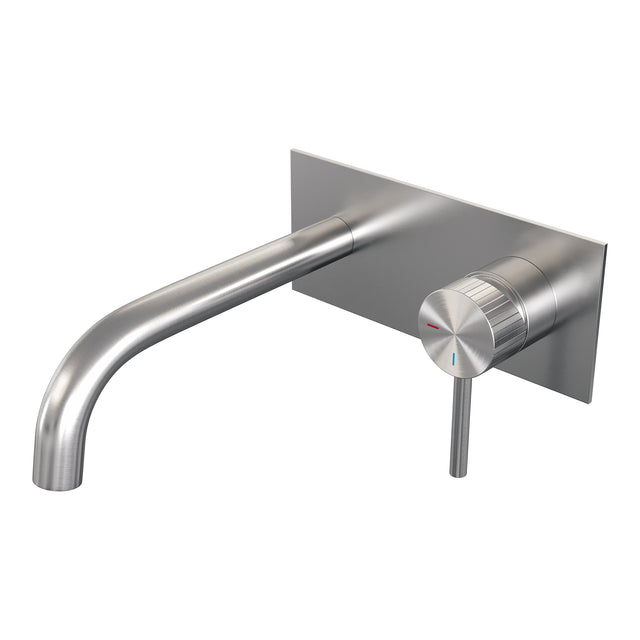 BRAUER Stripe inbouw wastafelmengkraan met gebogen uitloop en afdekplaat model A1 RVS-kleurig geborsteld PVD 5-NG-329