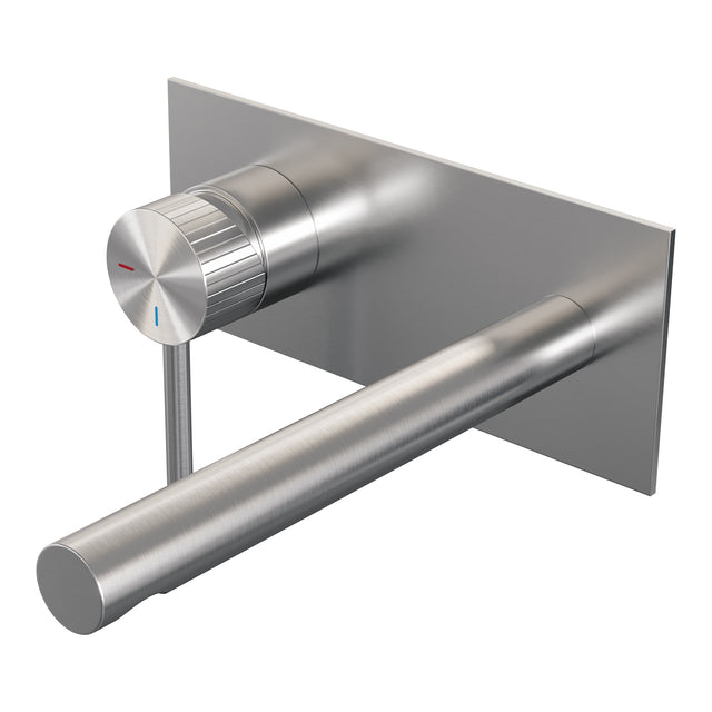 BRAUER Stripe inbouw wastafelmengkraan met rechte uitloop en afdekplaat model A2 RVS-kleurig geborsteld PVD 5-NG-334