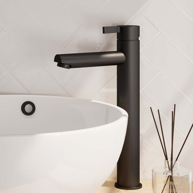 BRAUER Black Edition verhoogde opbouw wastafelmengkraan model E mat zwart