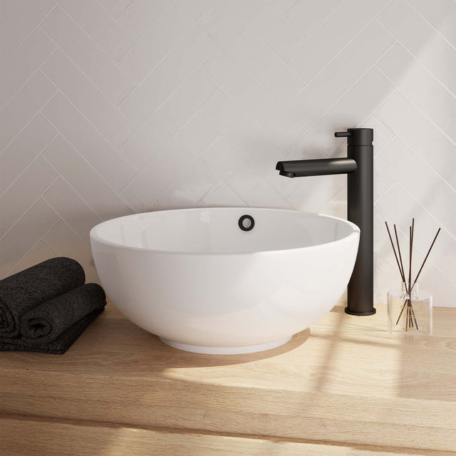 BRAUER Black Edition verhoogde opbouw wastafelmengkraan model B mat zwart