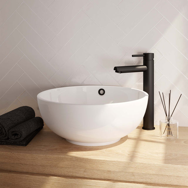 BRAUER Black Edition verhoogde opbouw wastafelmengkraan model A mat zwart