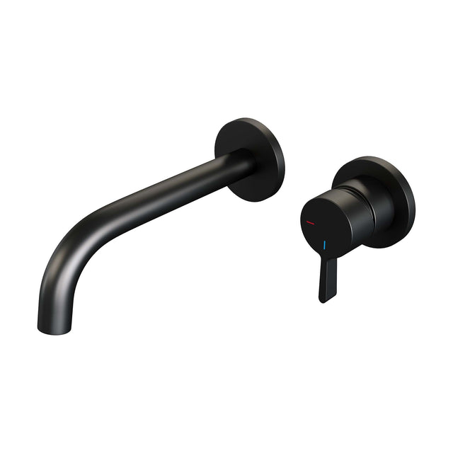 BRAUER Black Edition inbouw wastafelmengkraan met gebogen uitloop en rozetten model E1 mat zwart