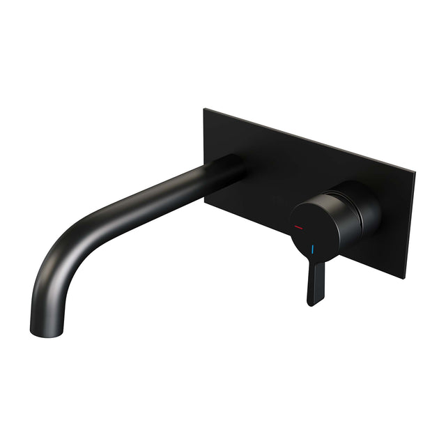 BRAUER Black Edition inbouw wastafelmengkraan met gebogen uitloop en afdekplaat model E1 mat zwart