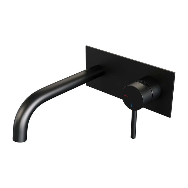 BRAUER Black Edition inbouw wastafelmengkraan met gebogen uitloop en afdekplaat model A1 mat zwart