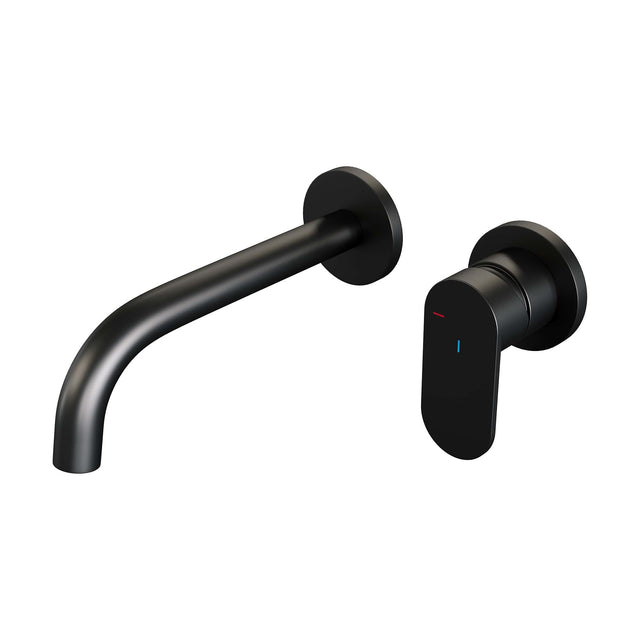 BRAUER Black Edition inbouw wastafelmengkraan met gebogen uitloop en rozetten model C1 mat zwart