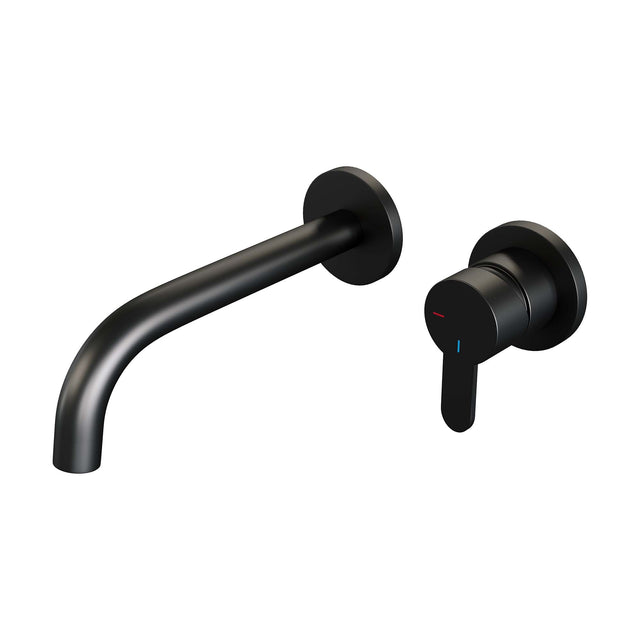 BRAUER Black Edition inbouw wastafelmengkraan met gebogen uitloop en rozetten model D1 mat zwart