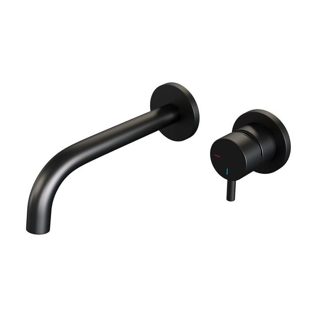 BRAUER Black Edition inbouw wastafelmengkraan met gebogen uitloop en rozetten model B1 mat zwart