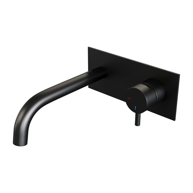 BRAUER Black Edition inbouw wastafelmengkraan met gebogen uitloop en afdekplaat model B1 mat zwart