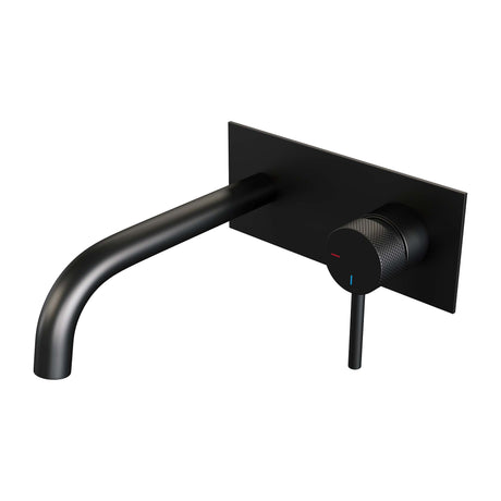 BRAUER Black Carving inbouw wastafelmengkraan met gebogen uitloop en afdekplaat model A1 mat zwart 5-S-004-B6