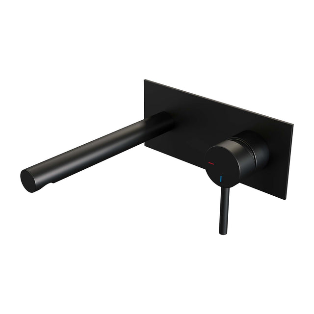 BRAUER Black Edition inbouw wastafelmengkraan met rechte uitloop en afdekplaat model A1 mat zwart