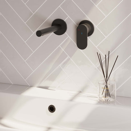 BRAUER Black Edition inbouw wastafelmengkraan met rechte uitloop en rozetten model C1 mat zwart