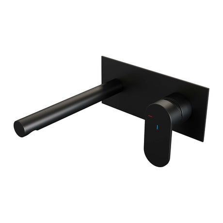 BRAUER Black Edition inbouw wastafelmengkraan met rechte uitloop en afdekplaat model C1 mat zwart