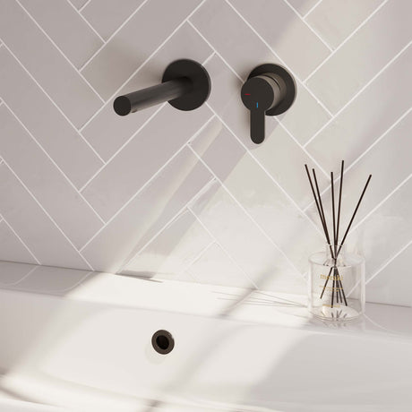 BRAUER Black Edition inbouw wastafelmengkraan met rechte uitloop en rozetten model D1 mat zwart