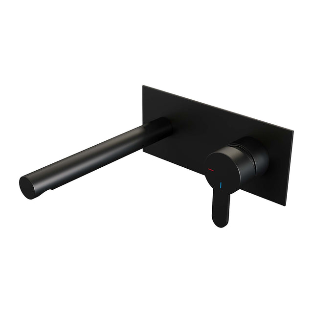 BRAUER Black Edition inbouw wastafelmengkraan met rechte uitloop en afdekplaat model D1 mat zwart