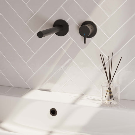 BRAUER Black Edition inbouw wastafelmengkraan met rechte uitloop en rozetten model B1 mat zwart