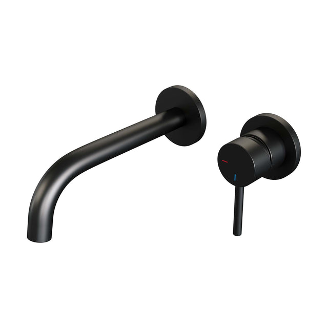 BRAUER Black Edition inbouw wastafelmengkraan met gebogen uitloop en rozetten model A1 mat zwart
