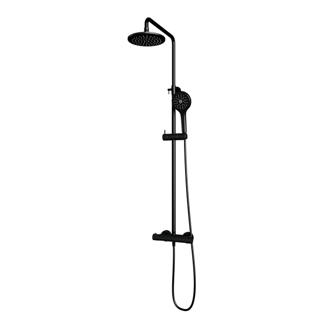 BRAUER Black Edition opbouw thermostatische regendouche SET 02 met 20 cm douchekop en 3-standen handdouche en doucheslang mat zwart