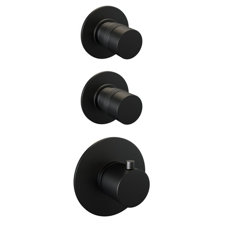BRAUER Black Edition thermostatische inbouw regendouche SET 05 met 20 cm douchekop en plafondarm en staaf handdouche en doucheslang en wandaansluitbocht mat zwart