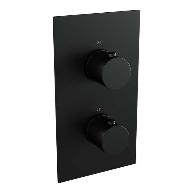 BRAUER Black Edition thermostatische inbouw regendouche 3-weg omstelling SET 45 met 20 cm douchekop en gebogen muurarm en 3-standen handdouche en doucheslang en geïntegreerde glijstang mat zwart