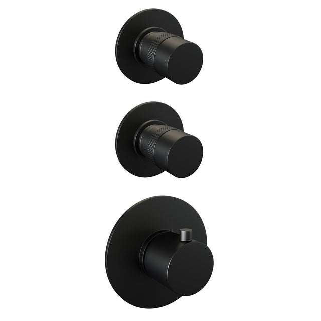 BRAUER Black Edition thermostatische inbouw regendouche SET 21 met 20 cm douchekop en gebogen muurarm en 3-standen handdouche en doucheslang en geïntegreerde glijstang mat zwart