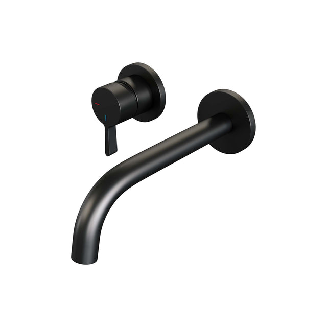 BRAUER Black Edition inbouw wastafelmengkraan met gebogen uitloop en rozetten model E2 mat zwart