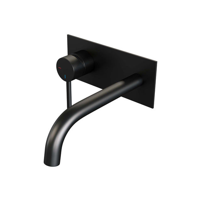 BRAUER Black Edition inbouw wastafelmengkraan met gebogen uitloop en afdekplaat model A2 mat zwart