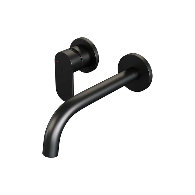 BRAUER Black Edition inbouw wastafelmengkraan met gebogen uitloop en rozetten model C2 mat zwart
