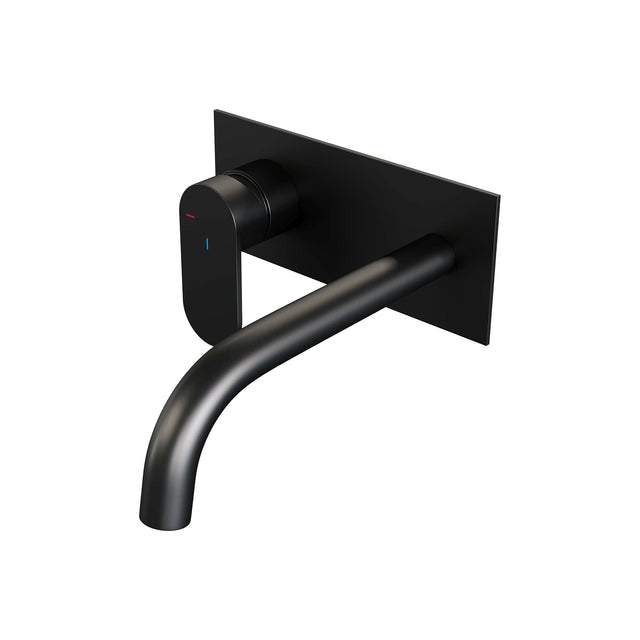 BRAUER Black Edition inbouw wastafelmengkraan met gebogen uitloop en afdekplaat model C2 mat zwart