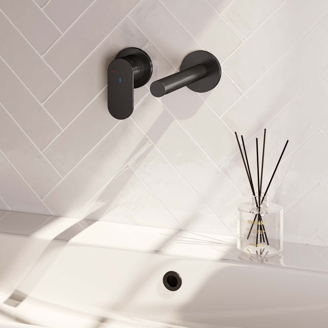 BRAUER Black Edition inbouw wastafelmengkraan met rechte uitloop en rozetten model C2 mat zwart