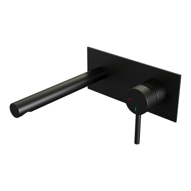BRAUER Stripe inbouw wastafelmengkraan met rechte uitloop en afdekplaat model A1 mat zwart 5-S-330
