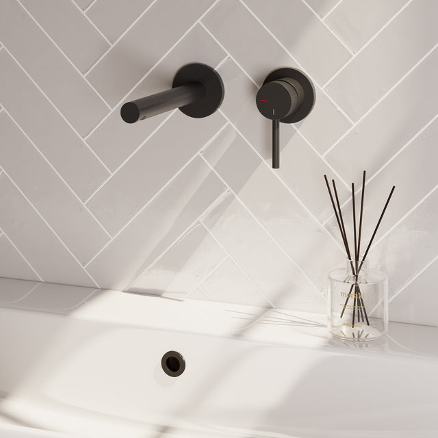 BRAUER Stripe inbouw wastafelmengkraan met rechte uitloop en rozetten model A1 mat zwart 5-S-331