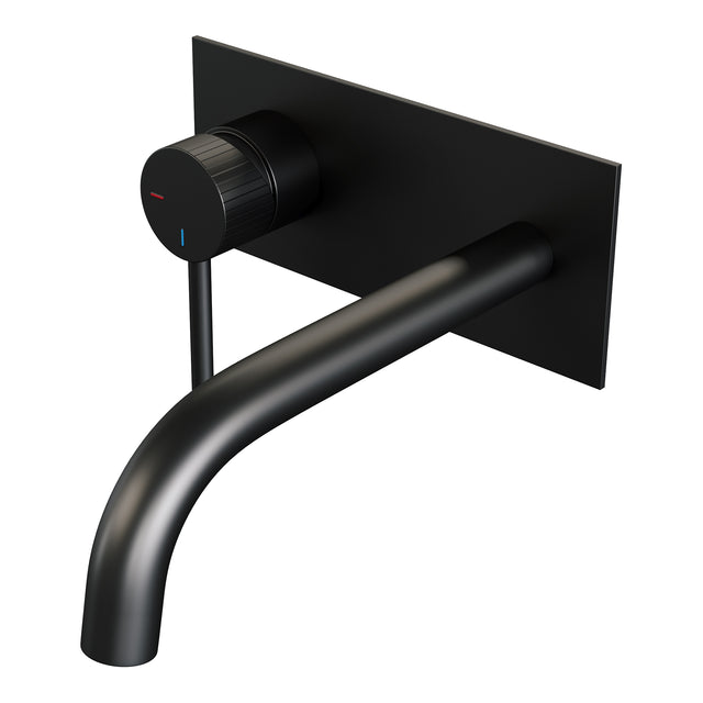 BRAUER Stripe inbouw wastafelmengkraan met gebogen uitloop en afdekplaat model A2 mat zwart 5-S-333