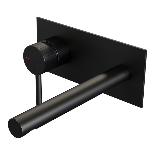 BRAUER Stripe inbouw wastafelmengkraan met rechte uitloop en afdekplaat model A2 mat zwart 5-S-334